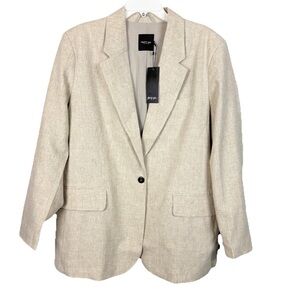 Nasty Gal Linen Blend Textured Oversized Blazer Jacket Linen Blend NWT